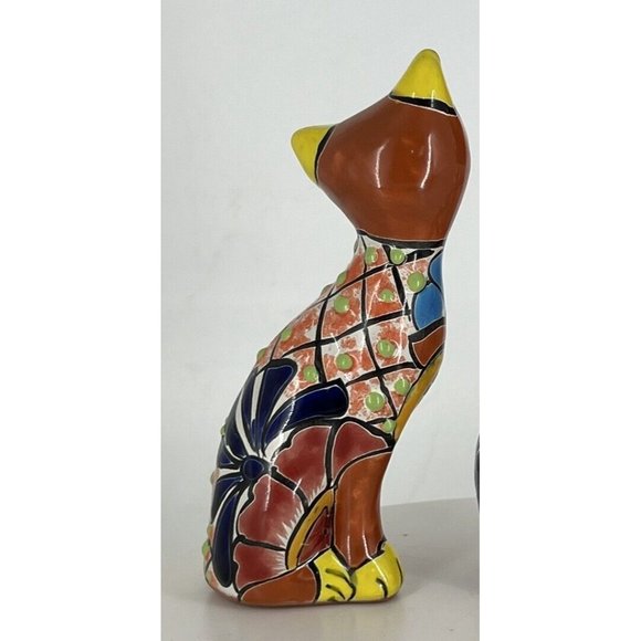 Mexican Painted Cat Red Clay  6.5 “ Tall - Picture 2 of 6